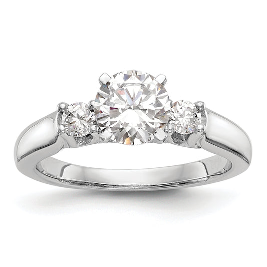 0.20ct. CZ Solid Real 14K White Gold 3-Stone Peg Set Engagement Ring