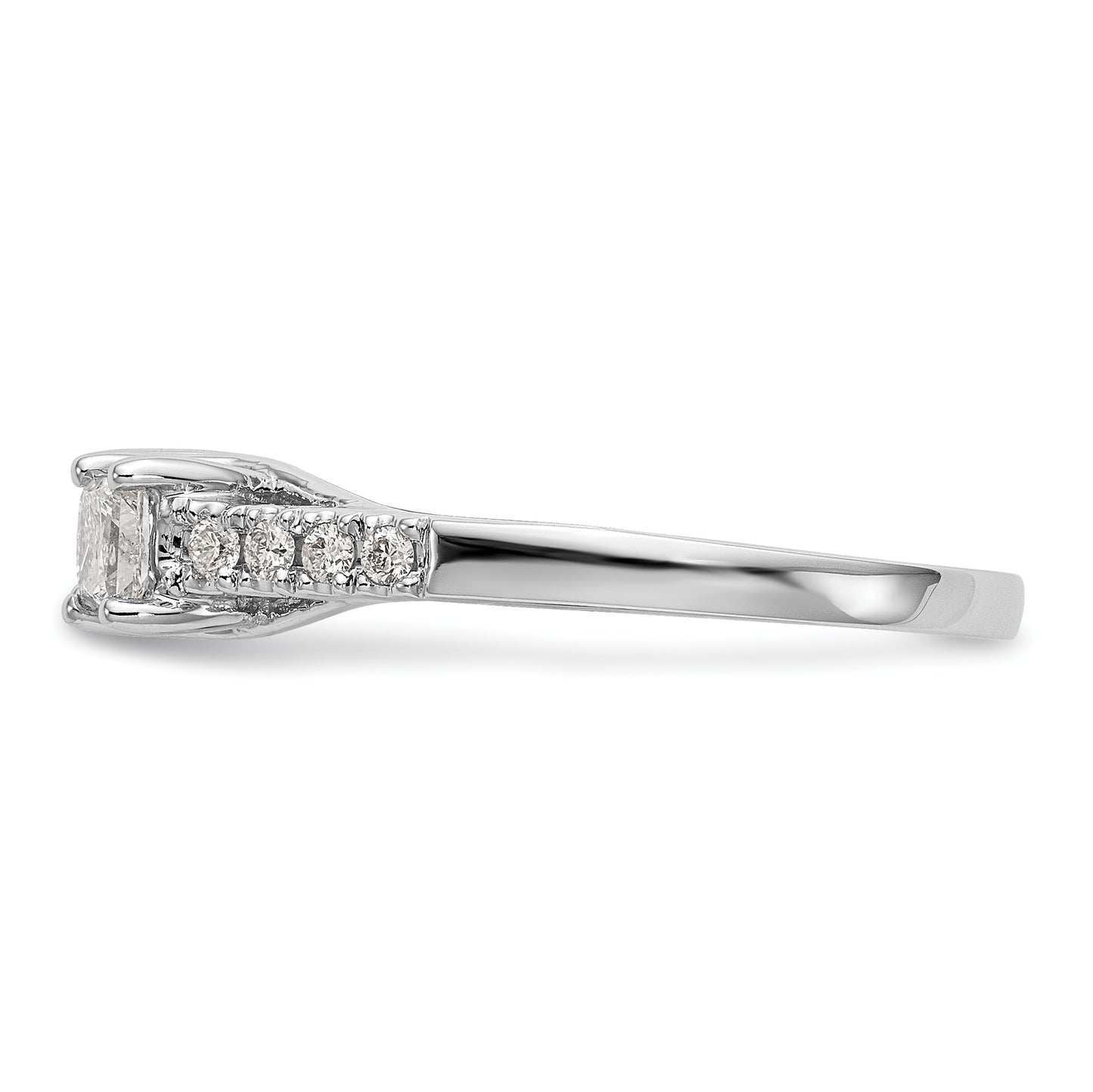 0.33ct. CZ Solid Real 14K White Gold 3-Stone Peg Set Engagement Ring