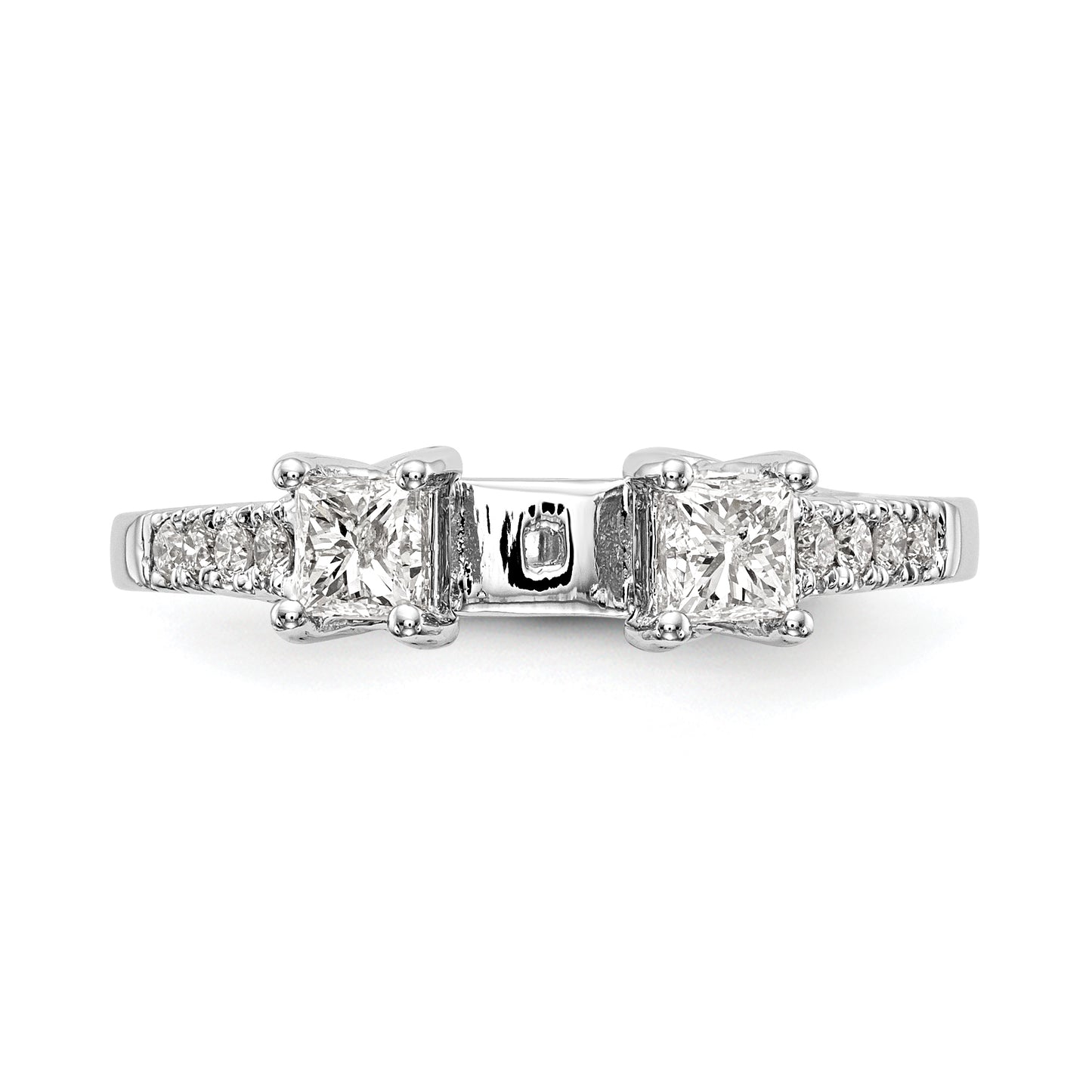 0.33ct. CZ Solid Real 14K White Gold 3-Stone Peg Set Engagement Ring