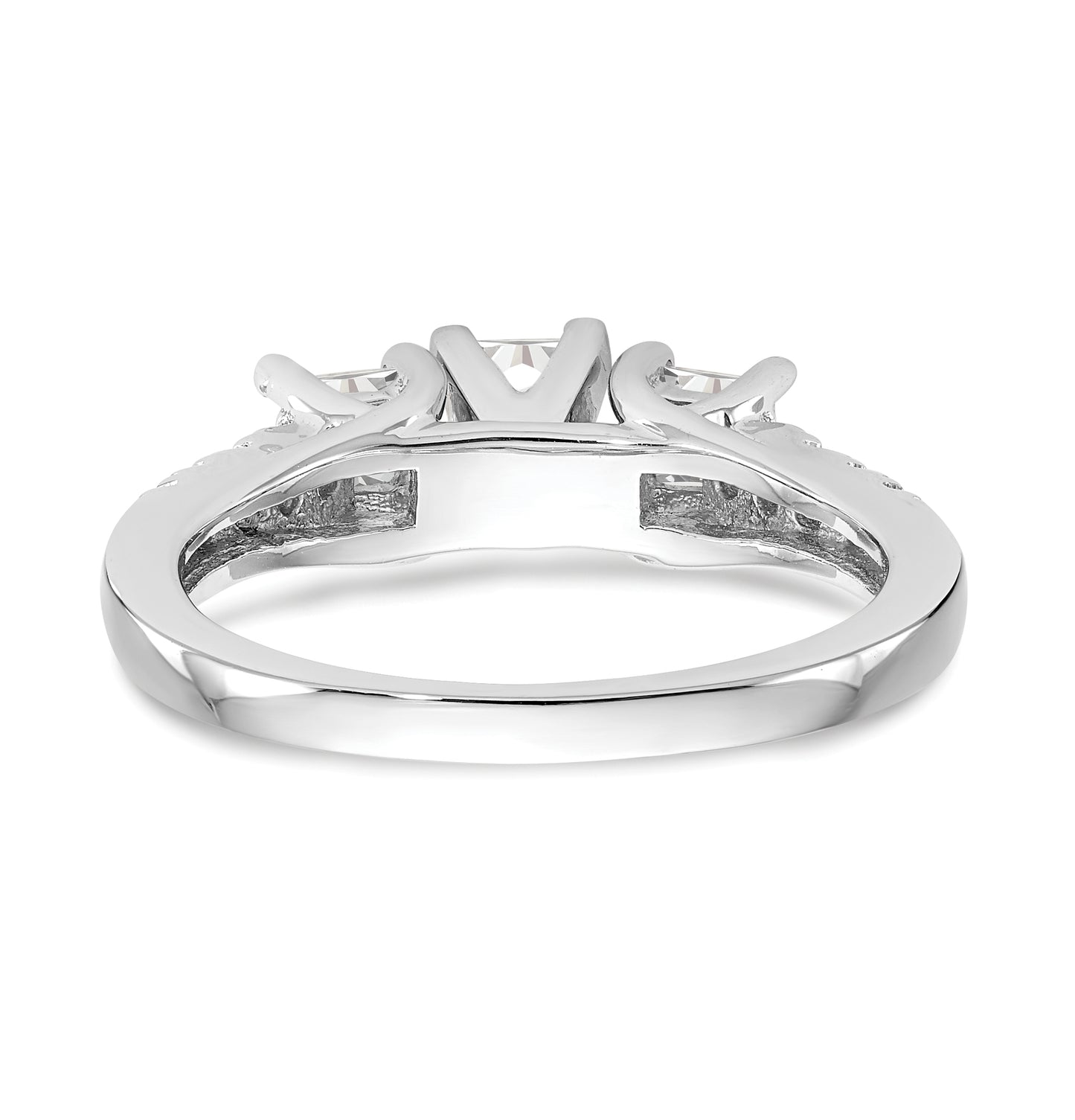 0.33ct. CZ Solid Real 14K White Gold 3-Stone Peg Set Engagement Ring