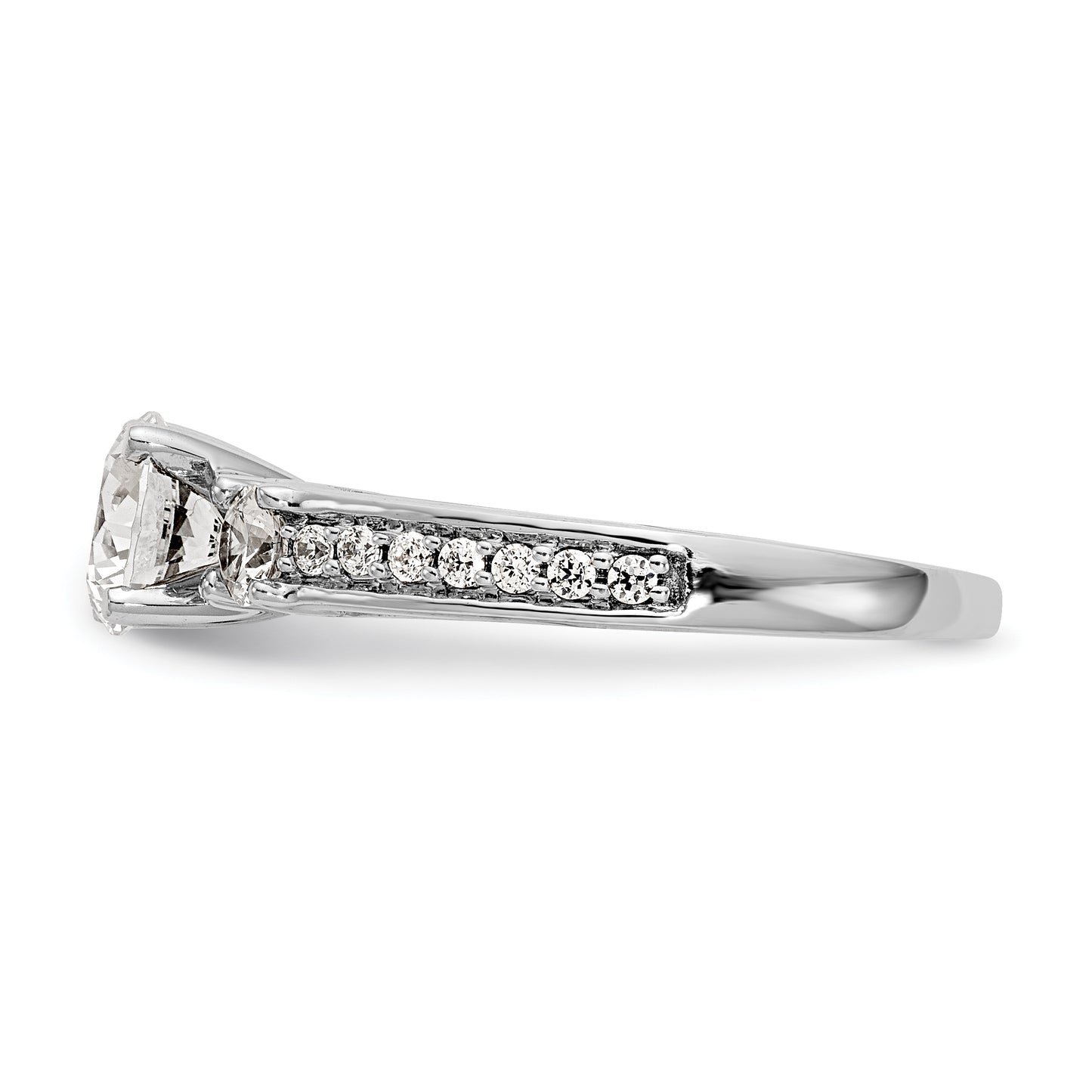 0.50ct. CZ Solid Real 14K White Gold 3-Stone Peg Set Engagement Ring