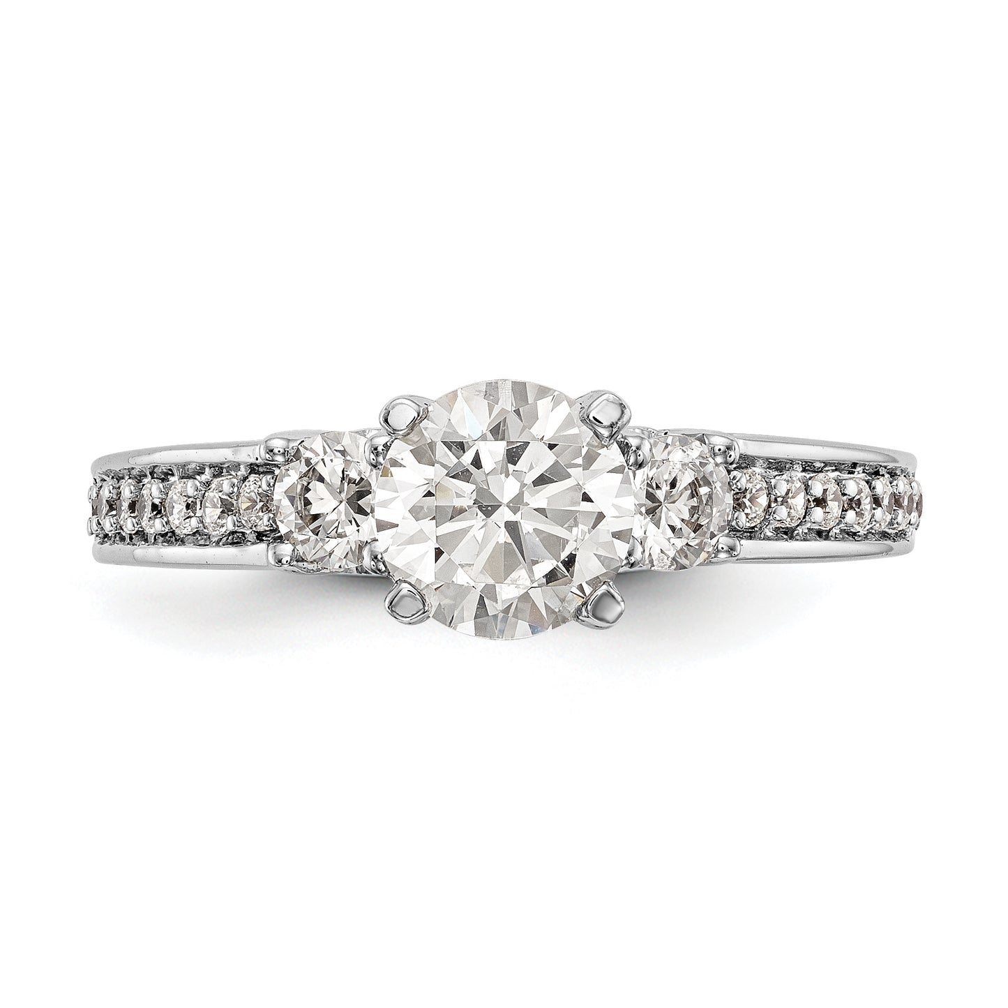 0.50ct. CZ Solid Real 14K White Gold 3-Stone Peg Set Engagement Ring