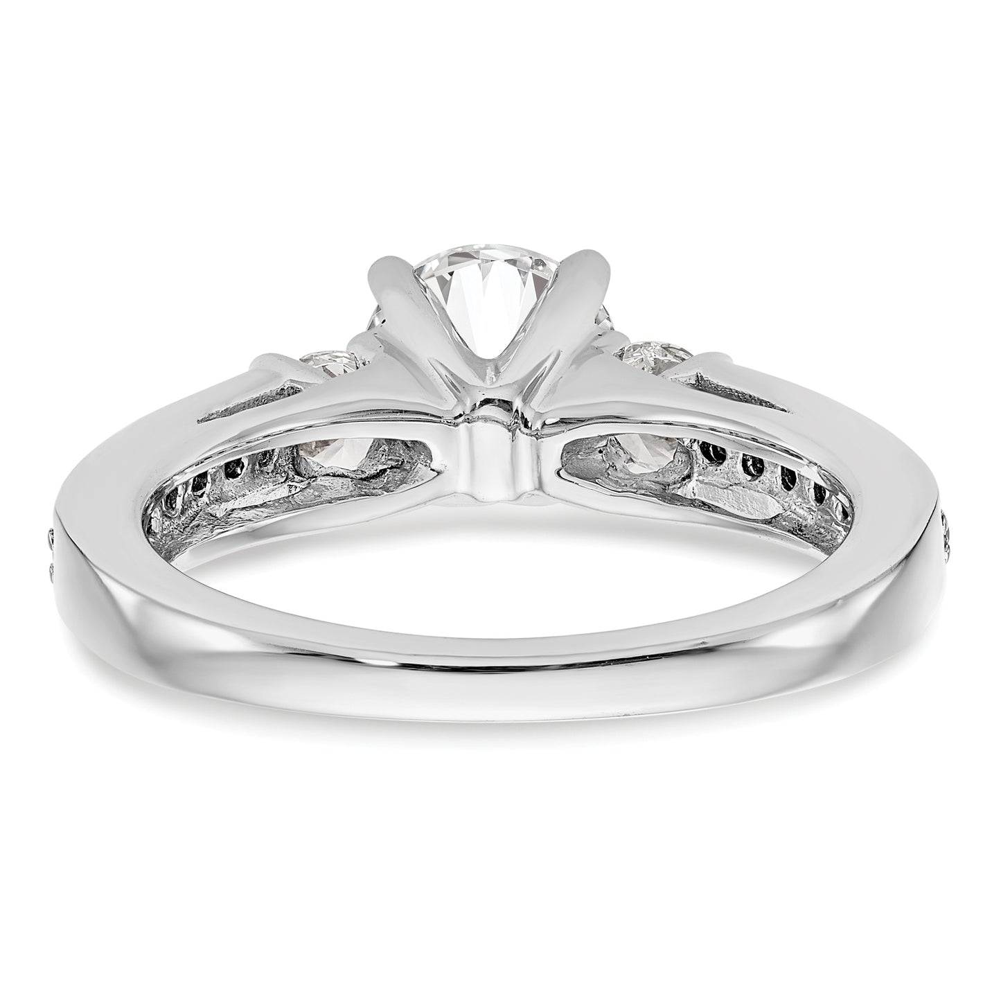 0.50ct. CZ Solid Real 14K White Gold 3-Stone Peg Set Engagement Ring