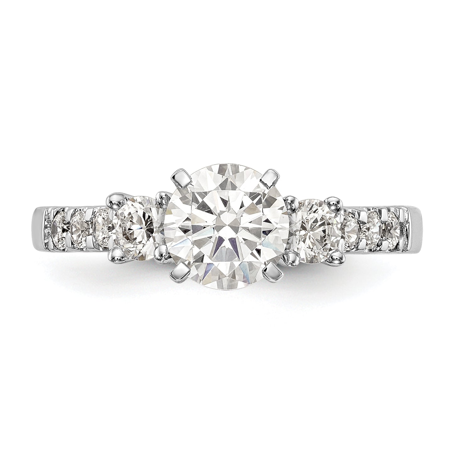 0.48ct. CZ Solid Real 14K White Gold 3-Stone Peg Set Engagement Ring