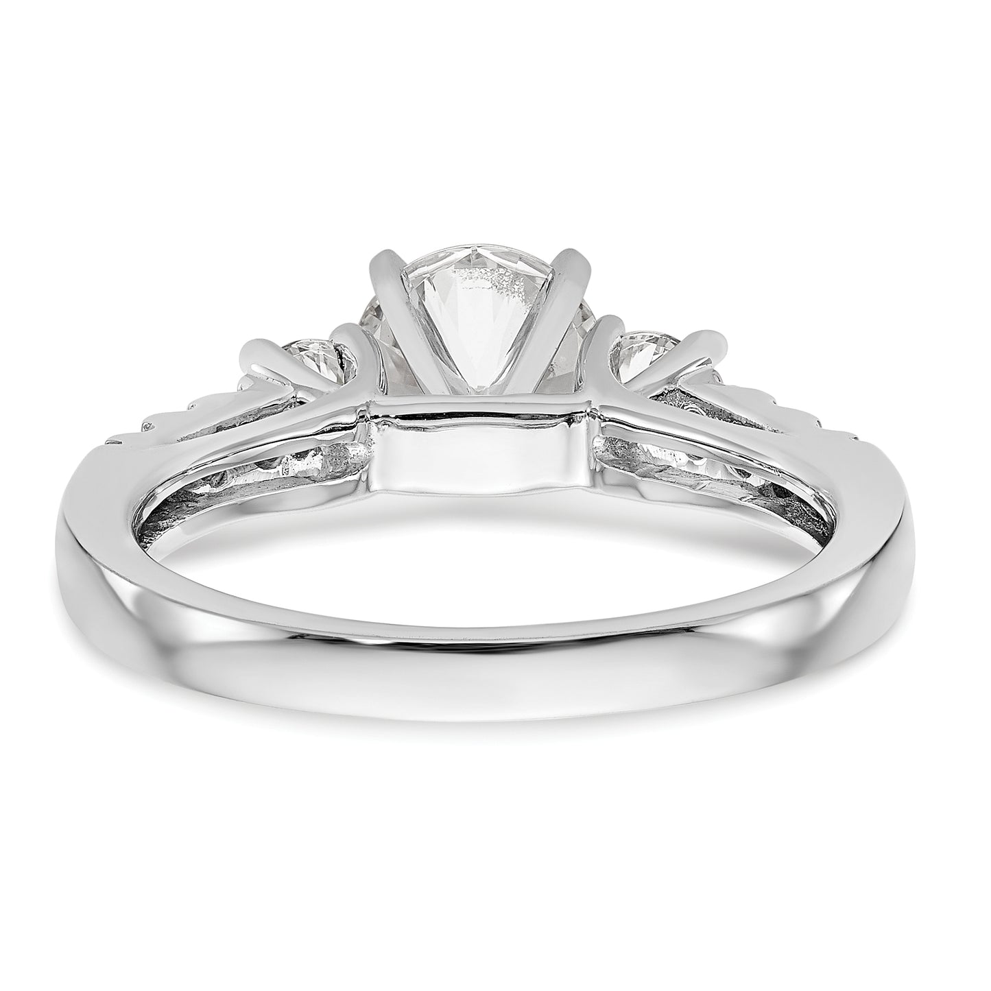 0.48ct. CZ Solid Real 14K White Gold 3-Stone Peg Set Engagement Ring