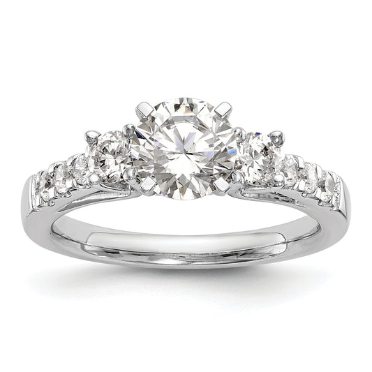 0.48ct. CZ Solid Real 14K White Gold 3-Stone Peg Set Engagement Ring