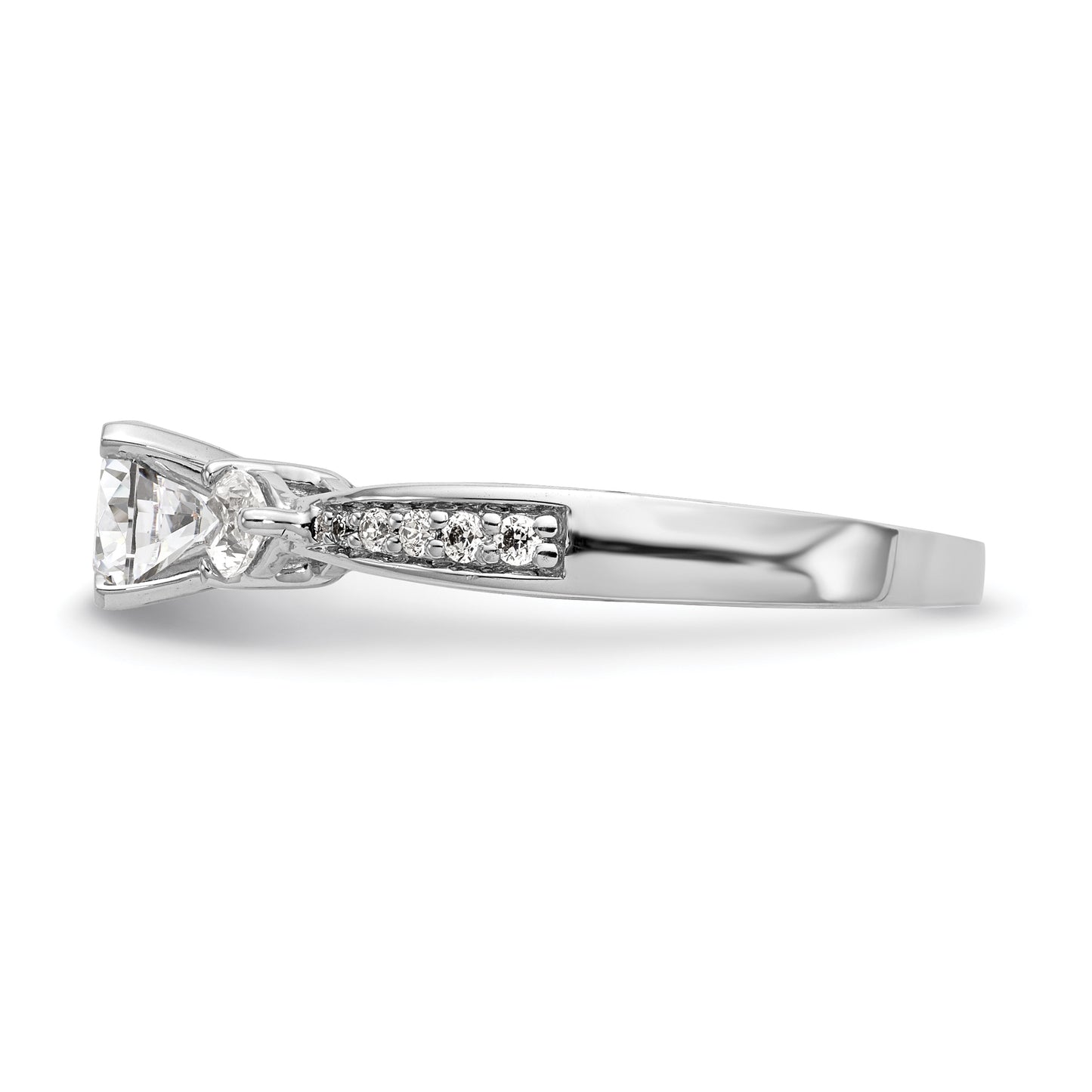 0.51ct. CZ Solid Real 14K White Gold 3-Stone Peg Set Engagement Ring