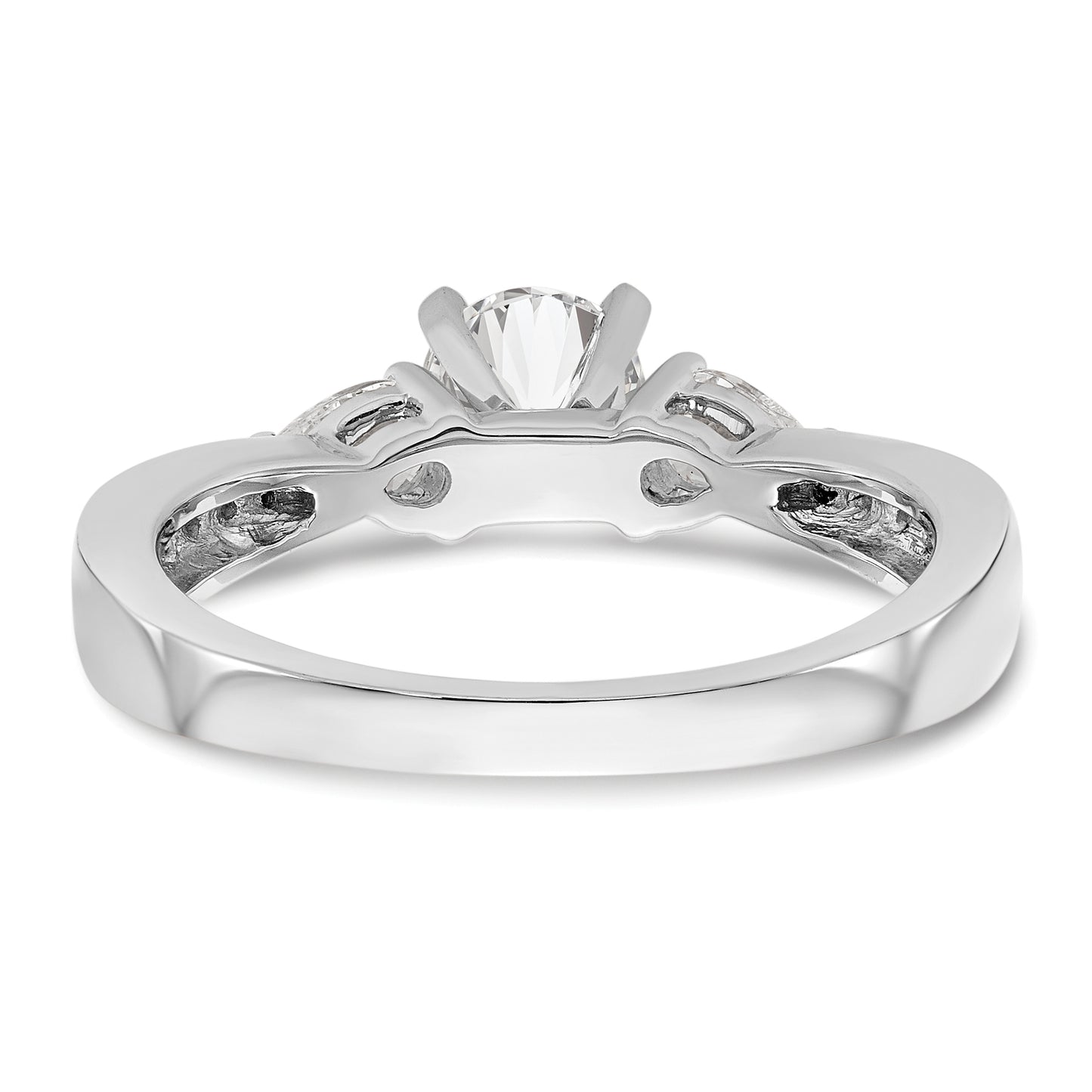 0.51ct. CZ Solid Real 14K White Gold 3-Stone Peg Set Engagement Ring