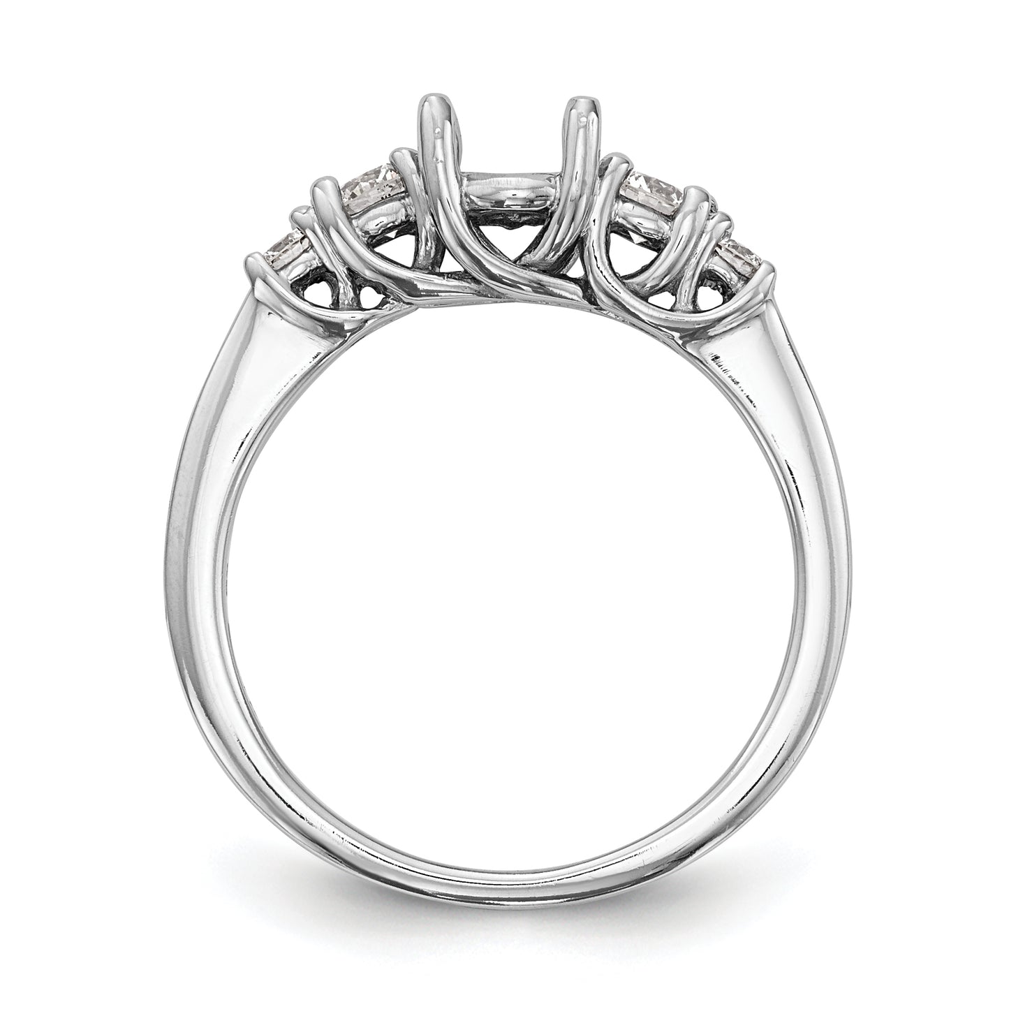 0.34ct. CZ Solid Real 14K White Gold 5-Stone Engagement Ring