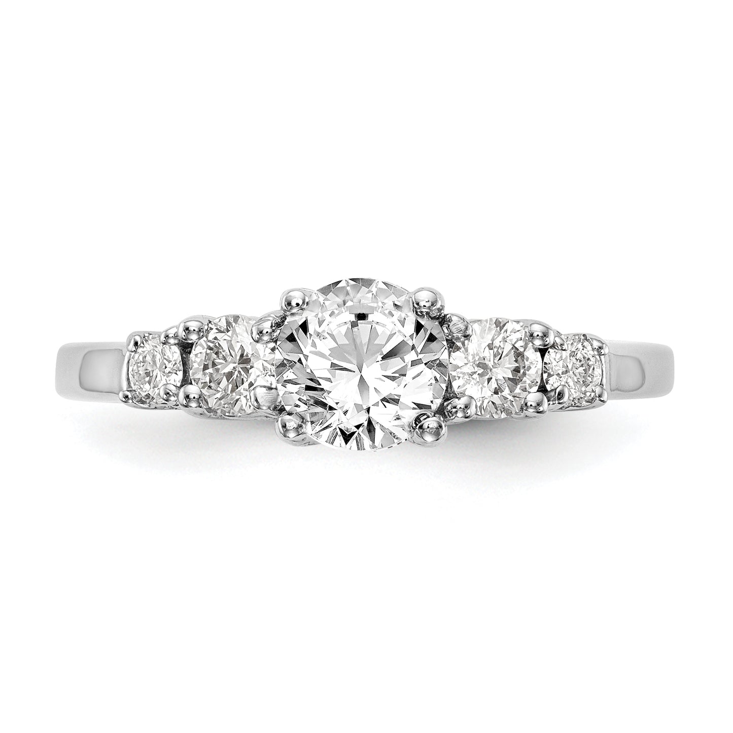 0.34ct. CZ Solid Real 14K White Gold 5-Stone Engagement Ring