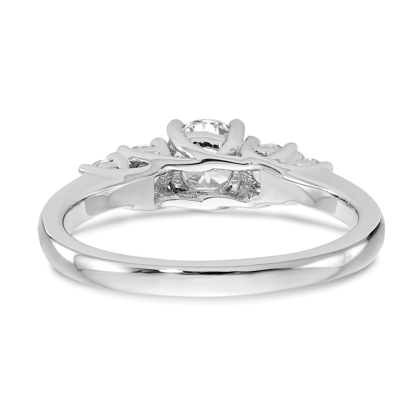 0.34ct. CZ Solid Real 14K White Gold 5-Stone Engagement Ring