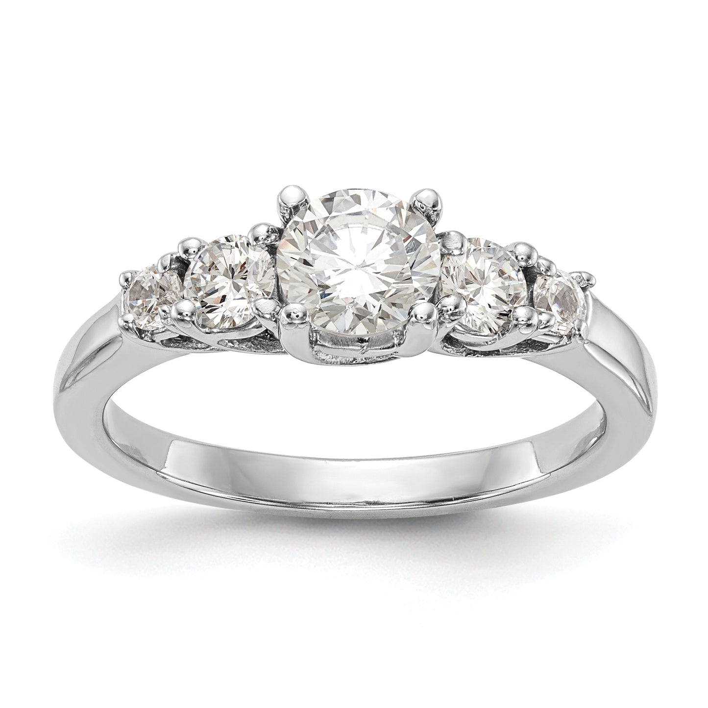 0.34ct. CZ Solid Real 14K White Gold 5-Stone Engagement Ring