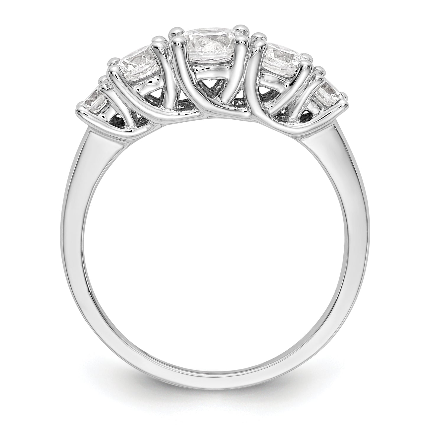 0.70ct. CZ Solid Real 14K White Gold 5-Stone Engagement Ring