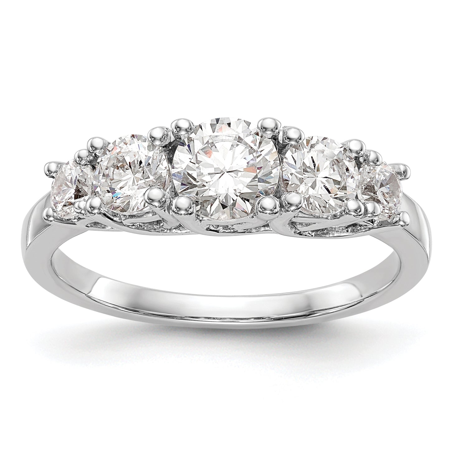 0.70ct. CZ Solid Real 14K White Gold 5-Stone Engagement Ring