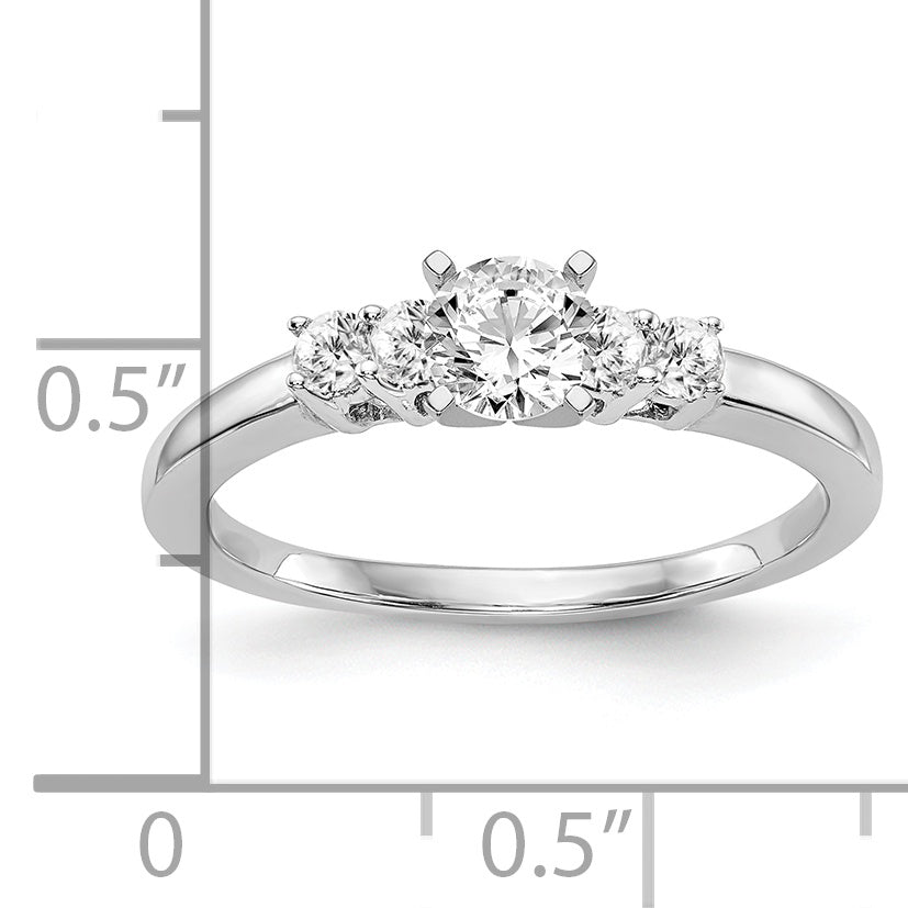 0.20ct. CZ Solid Real 14K White Gold 5-Stone Peg Set Engagement Ring