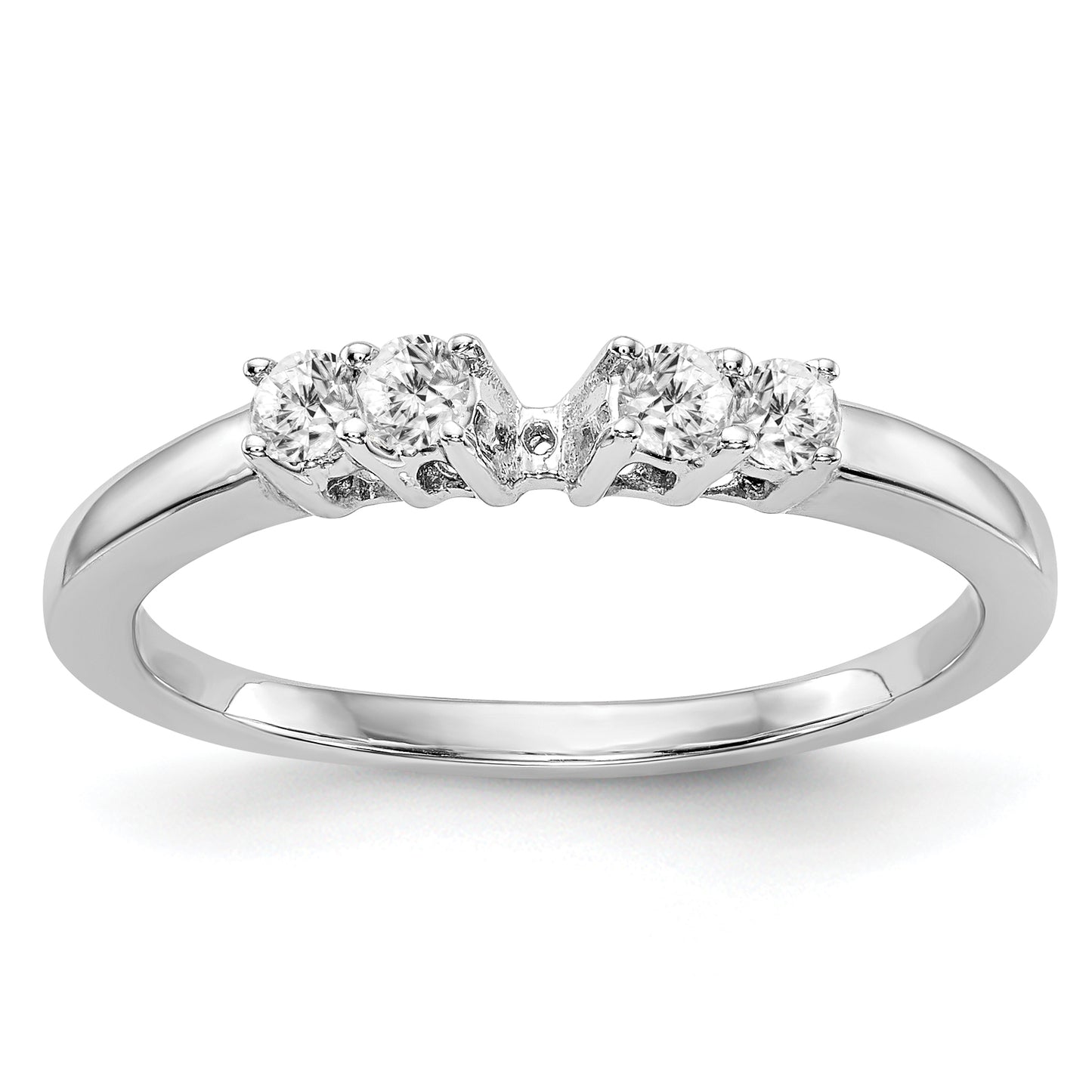 0.20ct. CZ Solid Real 14K White Gold 5-Stone Peg Set Engagement Ring