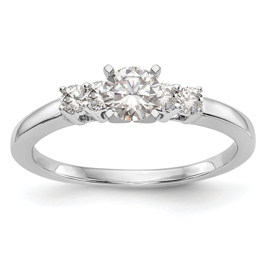 0.20ct. CZ Solid Real 14K White Gold 5-Stone Peg Set Engagement Ring