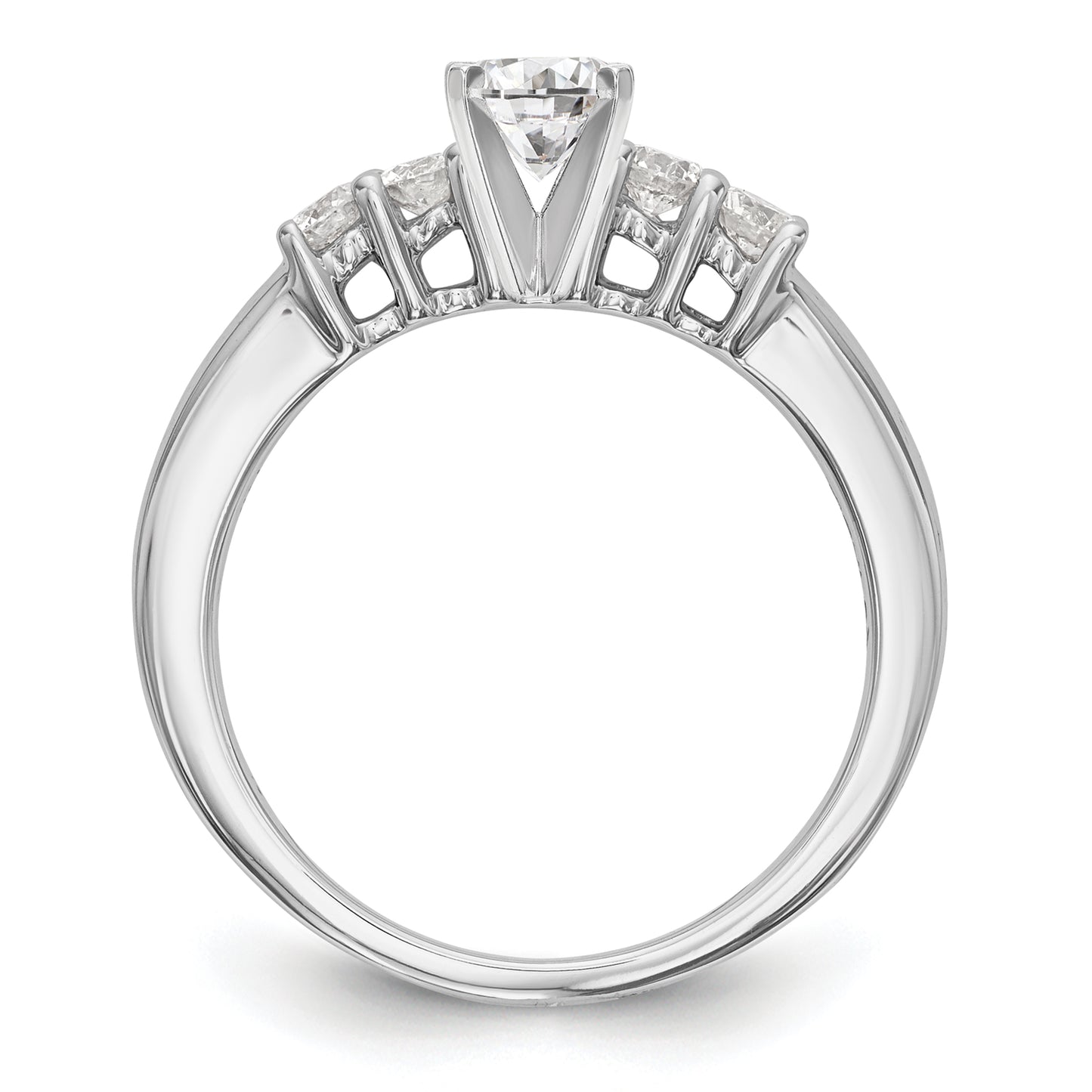 0.40ct. CZ Solid Real 14K White Gold 5-Stone Peg Set Engagement Ring