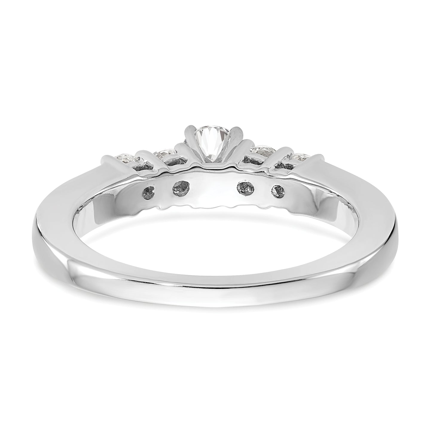 0.40ct. CZ Solid Real 14K White Gold 5-Stone Peg Set Engagement Ring