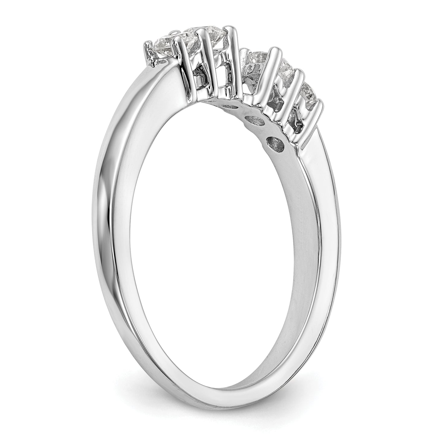 0.40ct. CZ Solid Real 14K White Gold 5-Stone Peg Set Engagement Ring