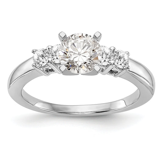 0.40ct. CZ Solid Real 14K White Gold 5-Stone Peg Set Engagement Ring