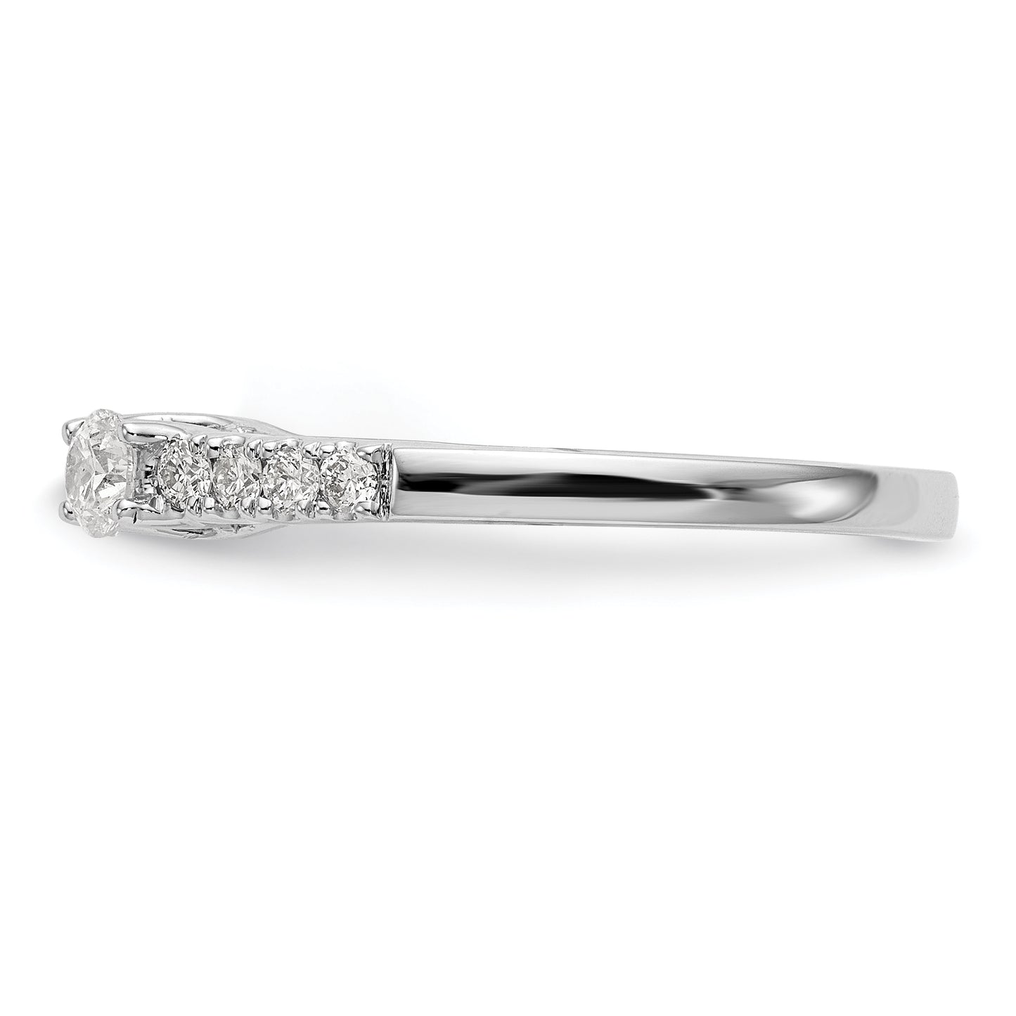 0.47ct. CZ Solid Real 14K White Gold 3-Stone Peg Set Engagement Ring