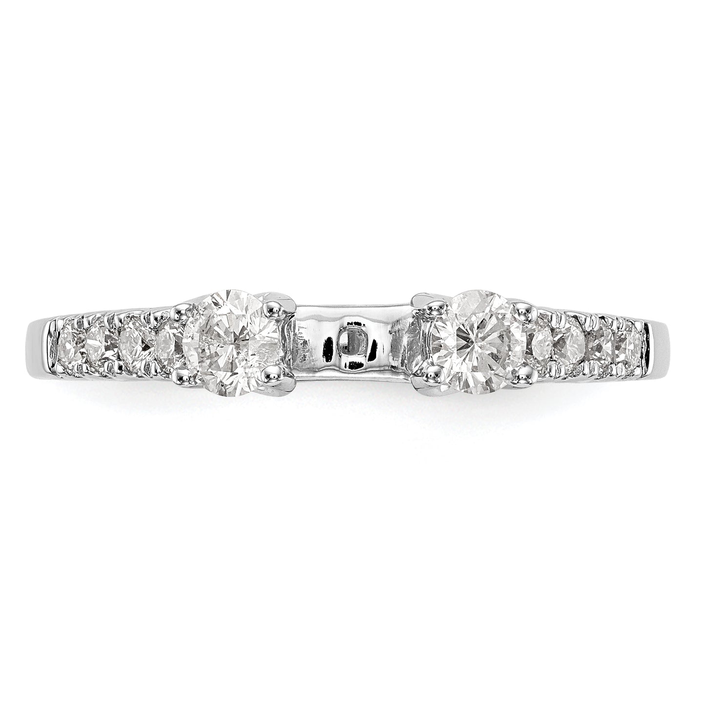 0.47ct. CZ Solid Real 14K White Gold 3-Stone Peg Set Engagement Ring