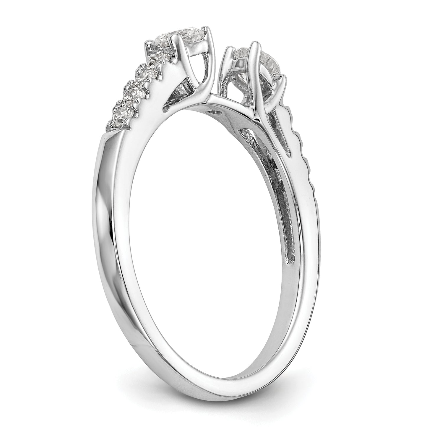 0.47ct. CZ Solid Real 14K White Gold 3-Stone Peg Set Engagement Ring