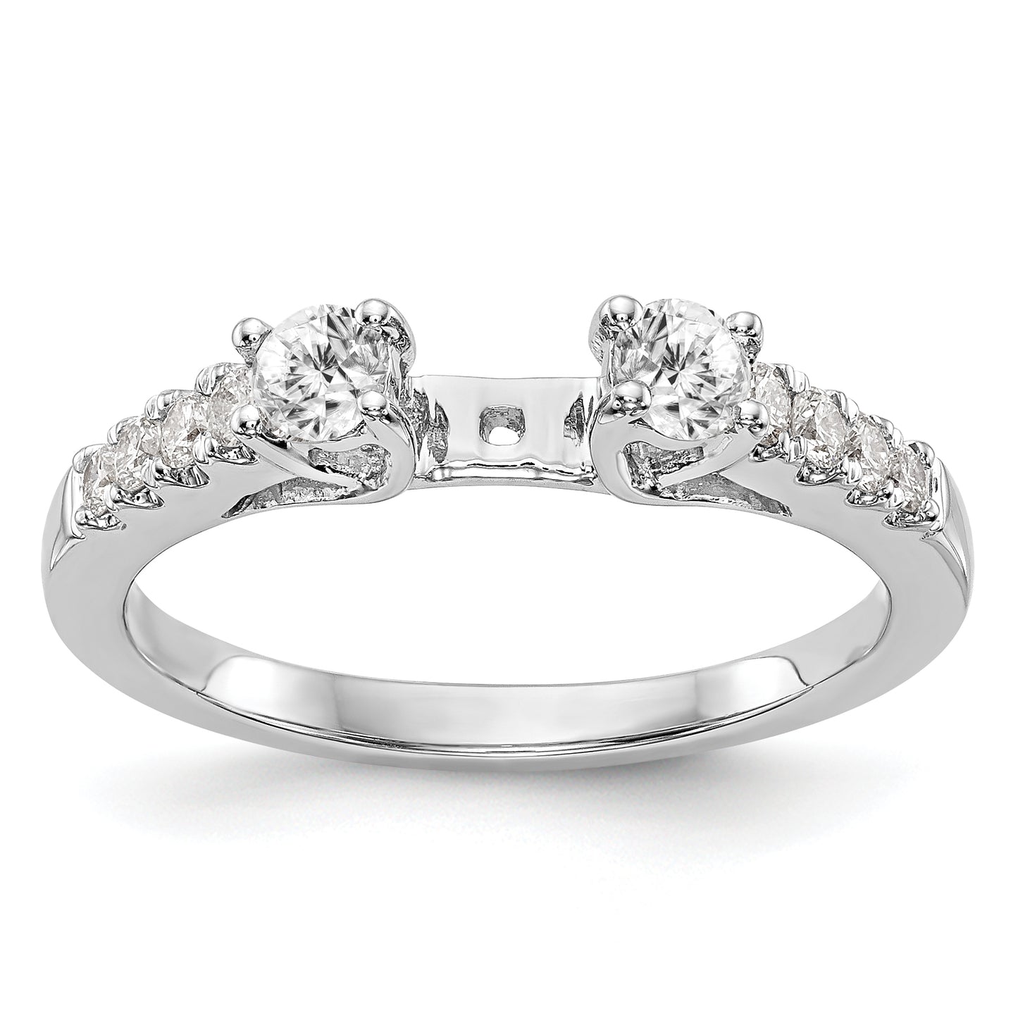 0.47ct. CZ Solid Real 14K White Gold 3-Stone Peg Set Engagement Ring