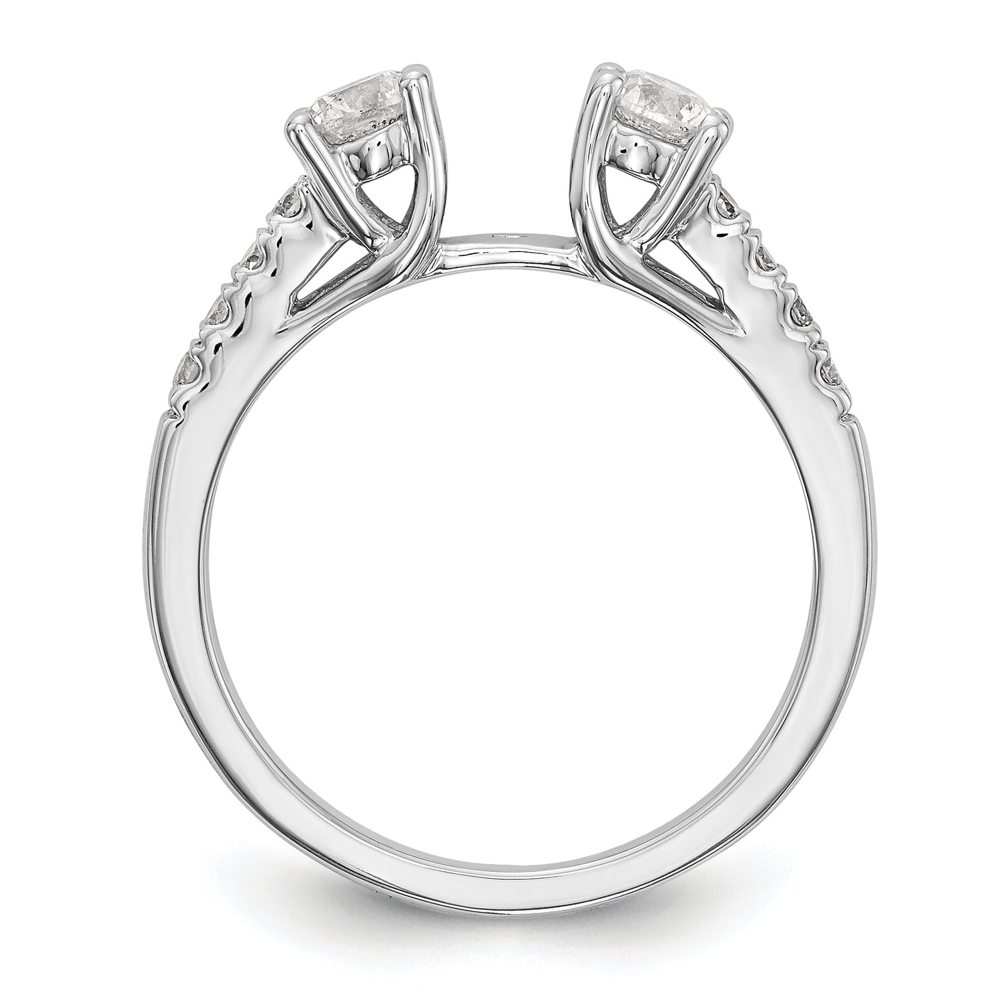 0.62ct. CZ Solid Real 14K White Gold 3-Stone Peg Set Engagement Ring