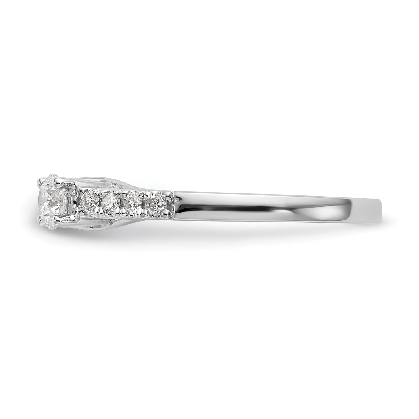 0.62ct. CZ Solid Real 14K White Gold 3-Stone Peg Set Engagement Ring