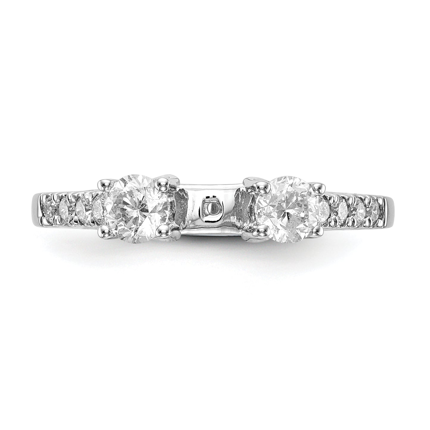 0.62ct. CZ Solid Real 14K White Gold 3-Stone Peg Set Engagement Ring