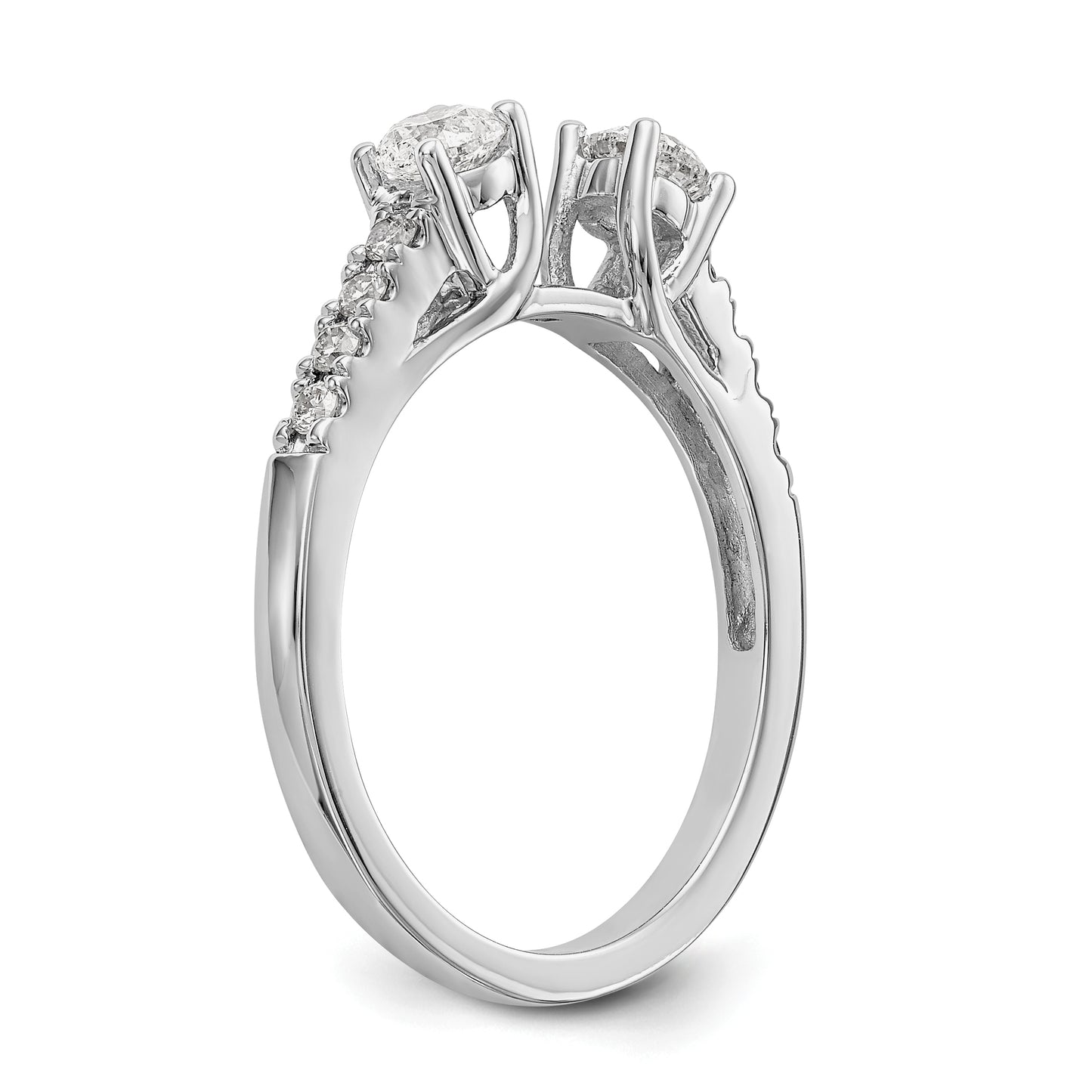 0.62ct. CZ Solid Real 14K White Gold 3-Stone Peg Set Engagement Ring