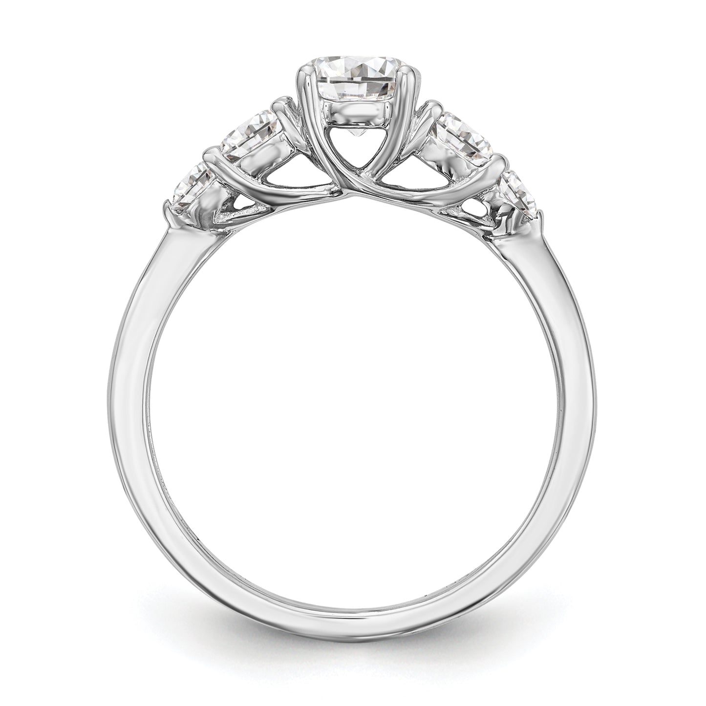 0.50ct. CZ Solid Real 14K White Gold 5-Stone Engagement Ring