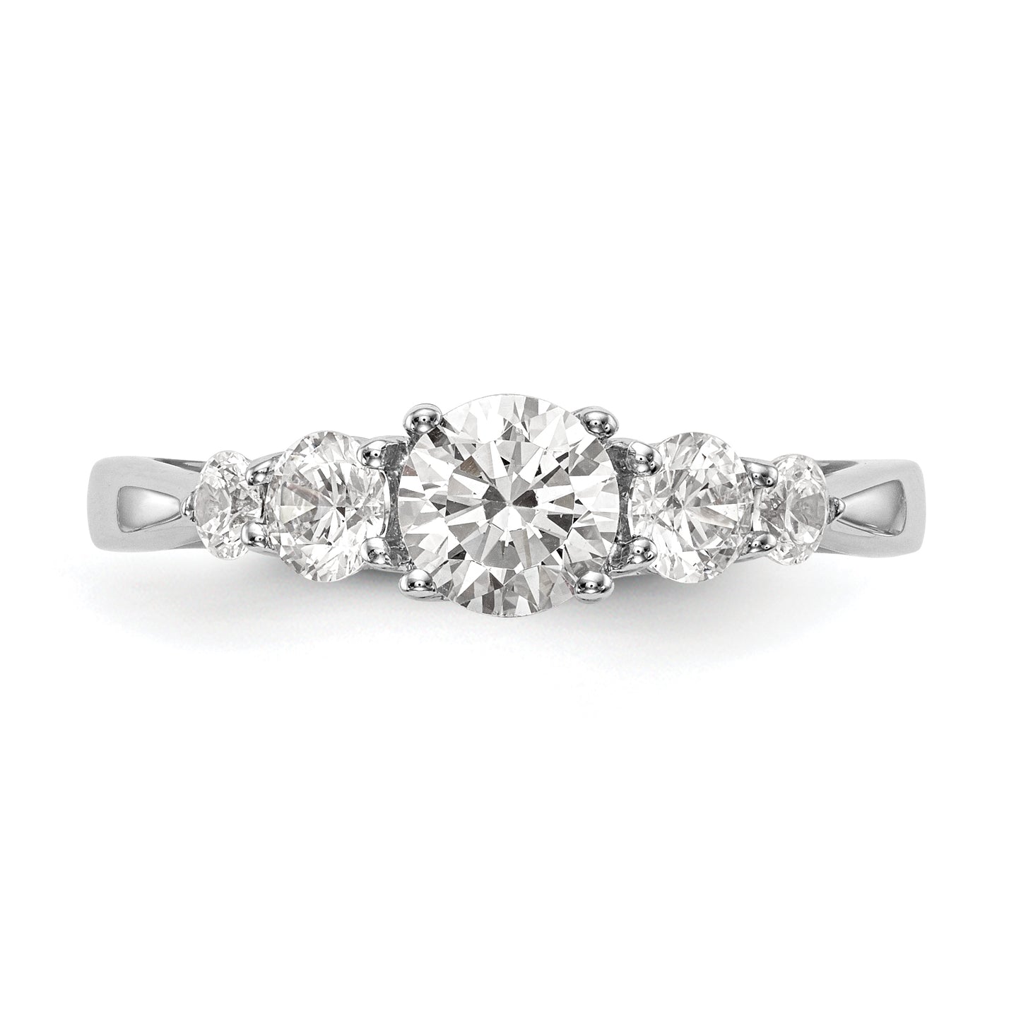 0.50ct. CZ Solid Real 14K White Gold 5-Stone Engagement Ring