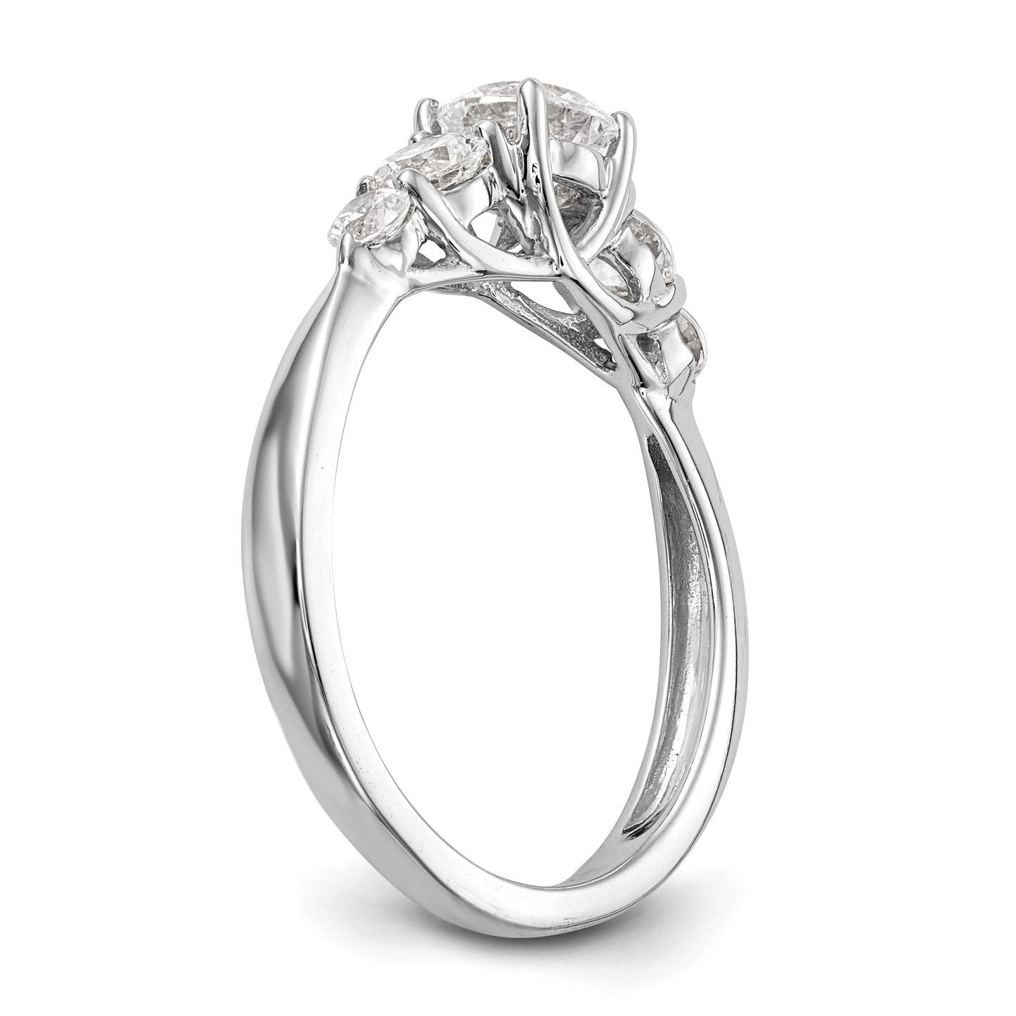 0.50ct. CZ Solid Real 14K White Gold 5-Stone Engagement Ring