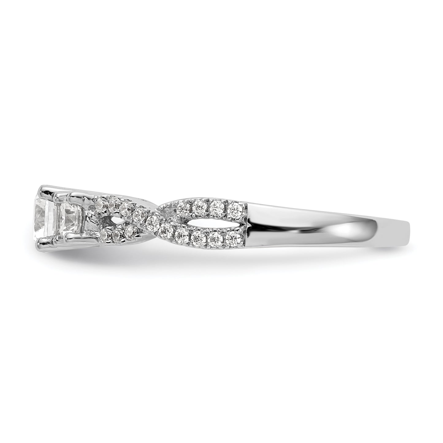 0.17ct. CZ Solid Real 14K White Gold 3-Stone Engagement Ring