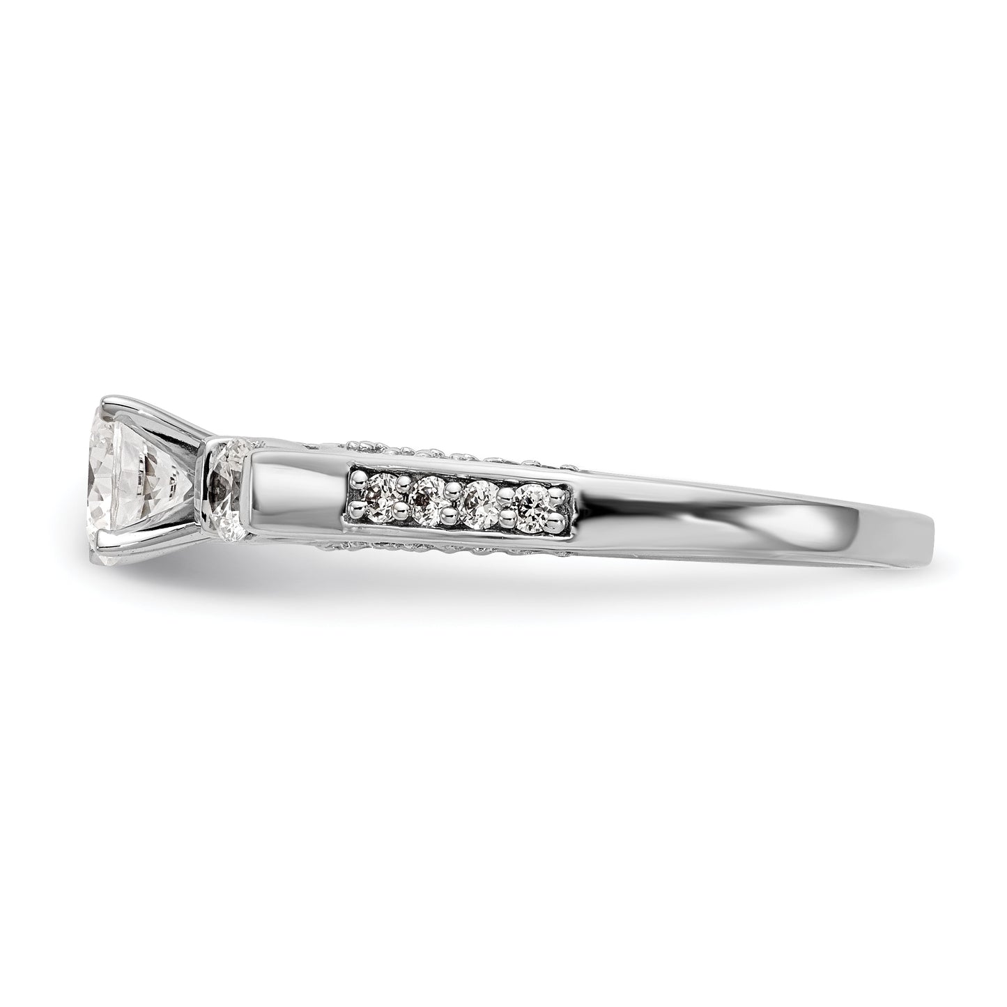 0.50ct. CZ Solid Real 14K White Gold 3-Stone Peg Set Engagement Ring