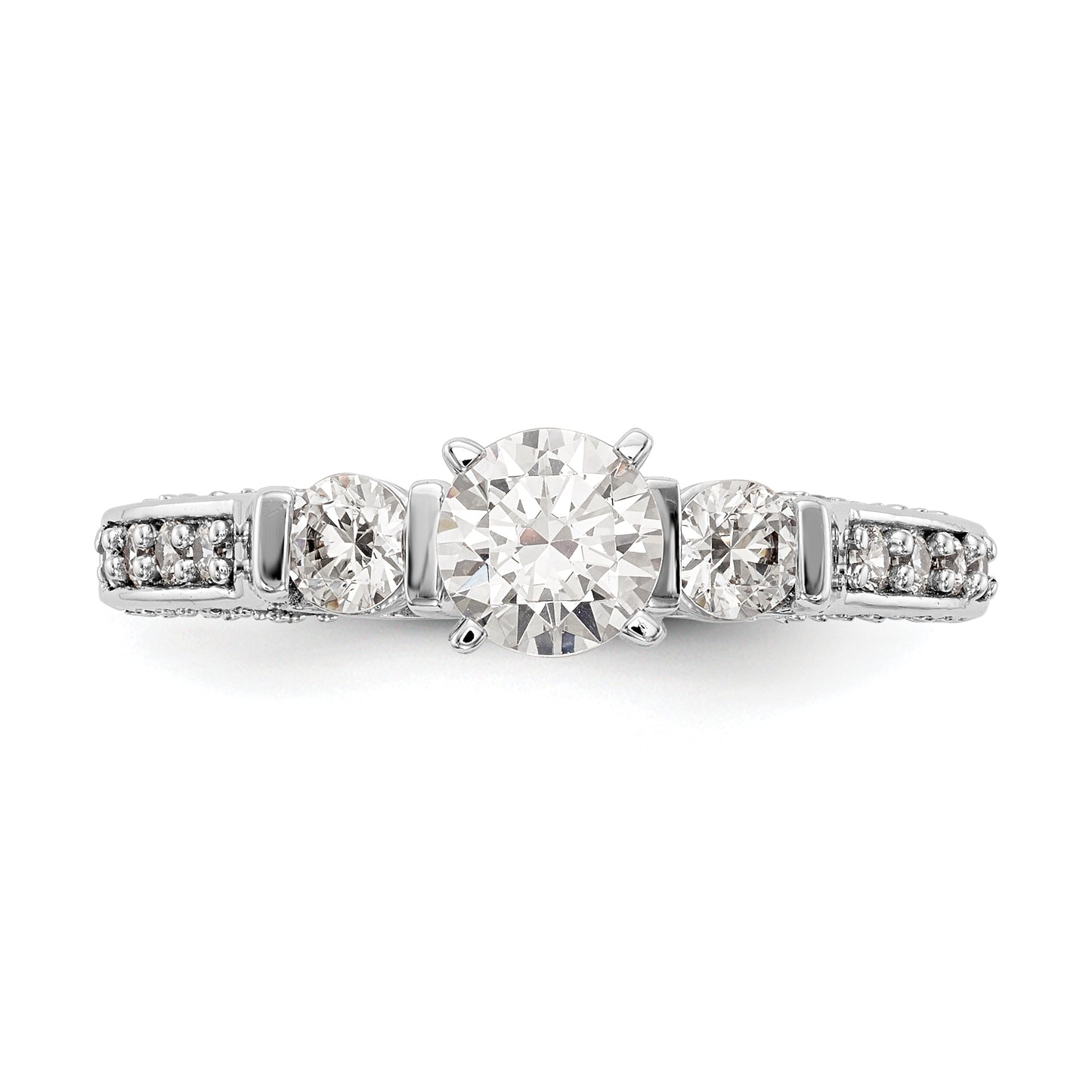 0.50ct. CZ Solid Real 14K White Gold 3-Stone Peg Set Engagement Ring