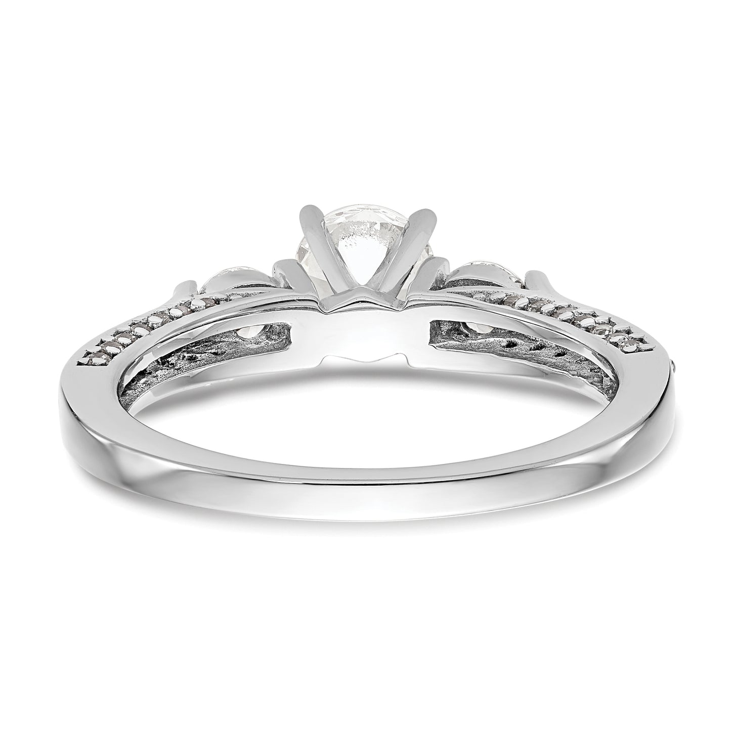 0.50ct. CZ Solid Real 14K White Gold 3-Stone Peg Set Engagement Ring