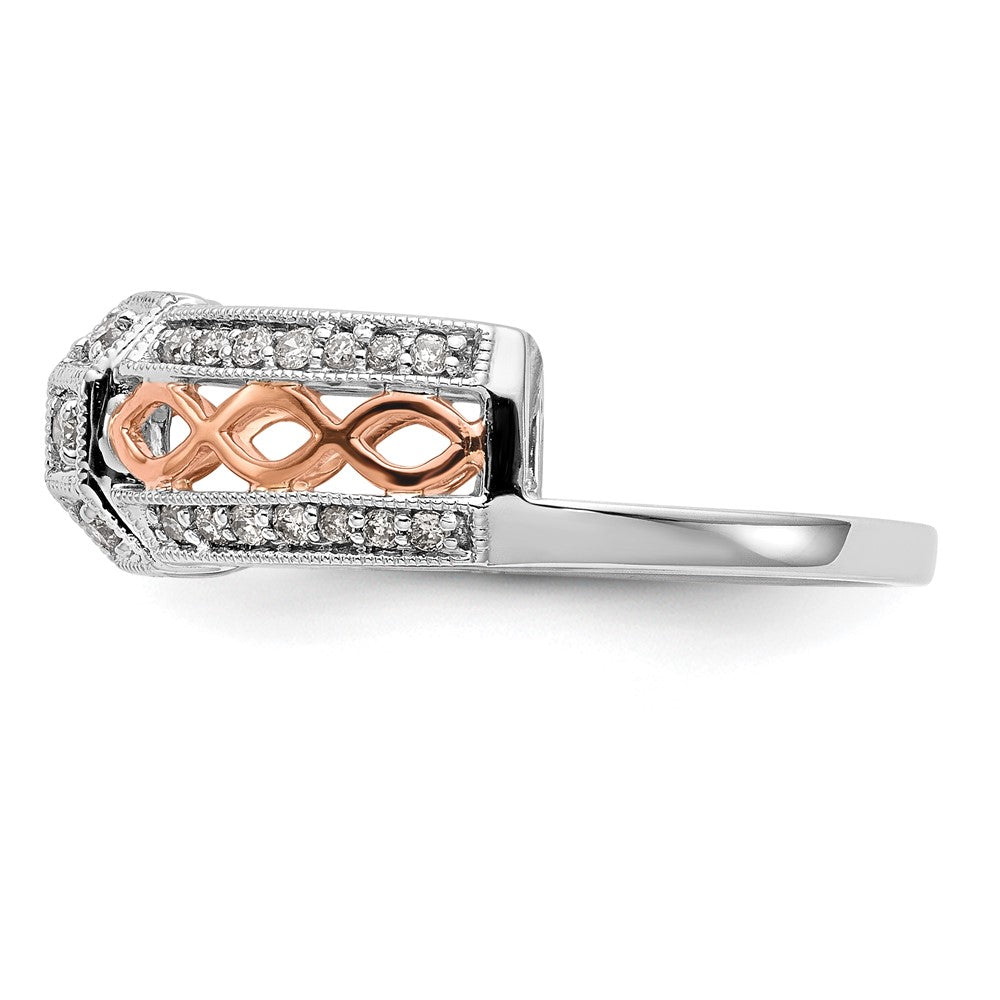 0.26ct. CZ Solid Real 14K White Gold & Rose Gold WrapRing