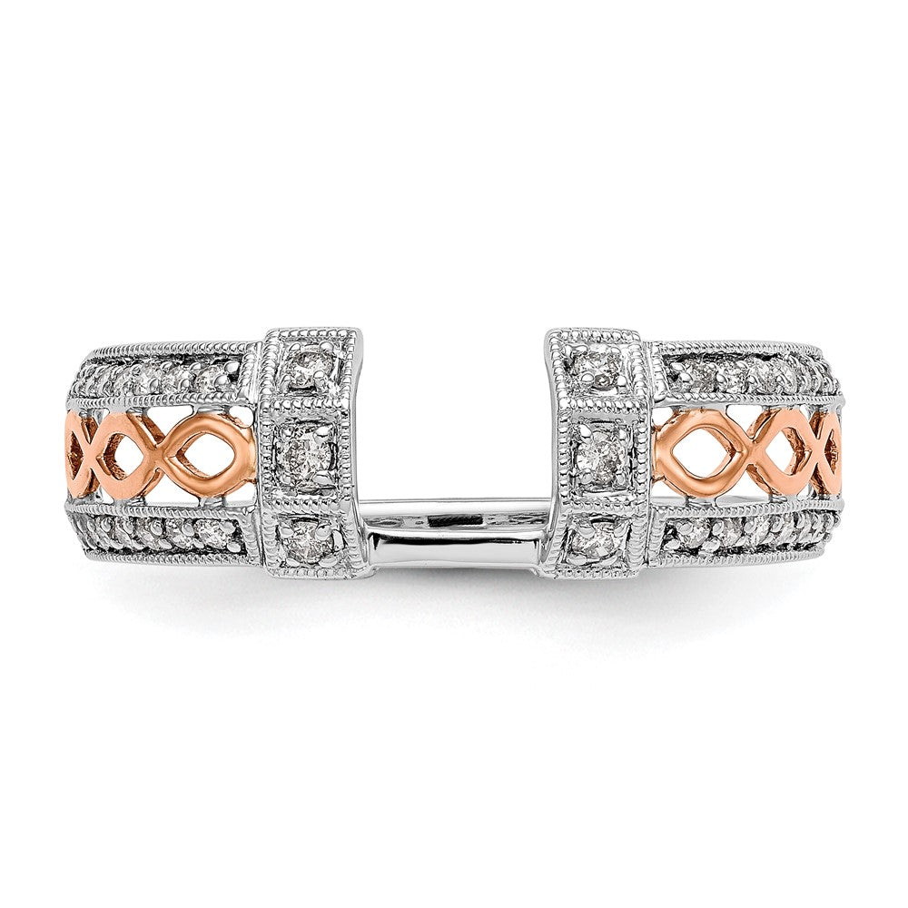 0.26ct. CZ Solid Real 14K White Gold & Rose Gold WrapRing