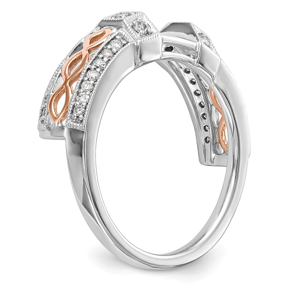 0.26ct. CZ Solid Real 14K White Gold & Rose Gold WrapRing