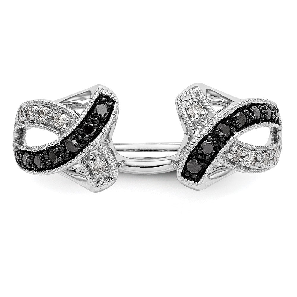 14K White Gold Black & White Real Diamond Wrap