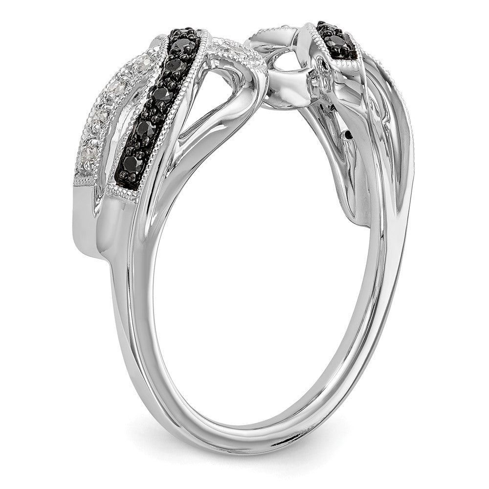 14K White Gold Black & White Real Diamond Wrap