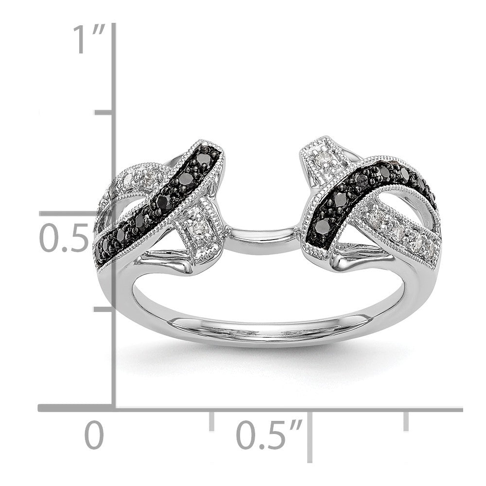 14K White Gold Black & White Real Diamond Wrap