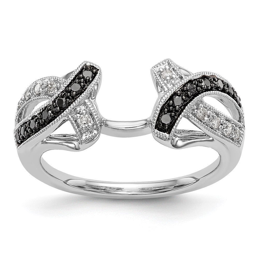 14K White Gold Black & White Real Diamond Wrap