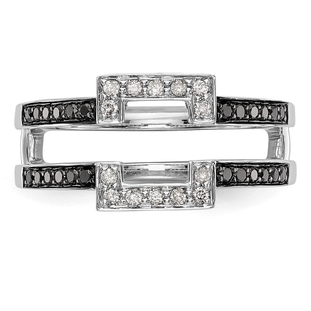 14K White Gold Black & White Real Diamond Guard