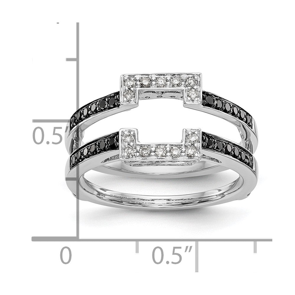 14K White Gold Black & White Real Diamond Guard