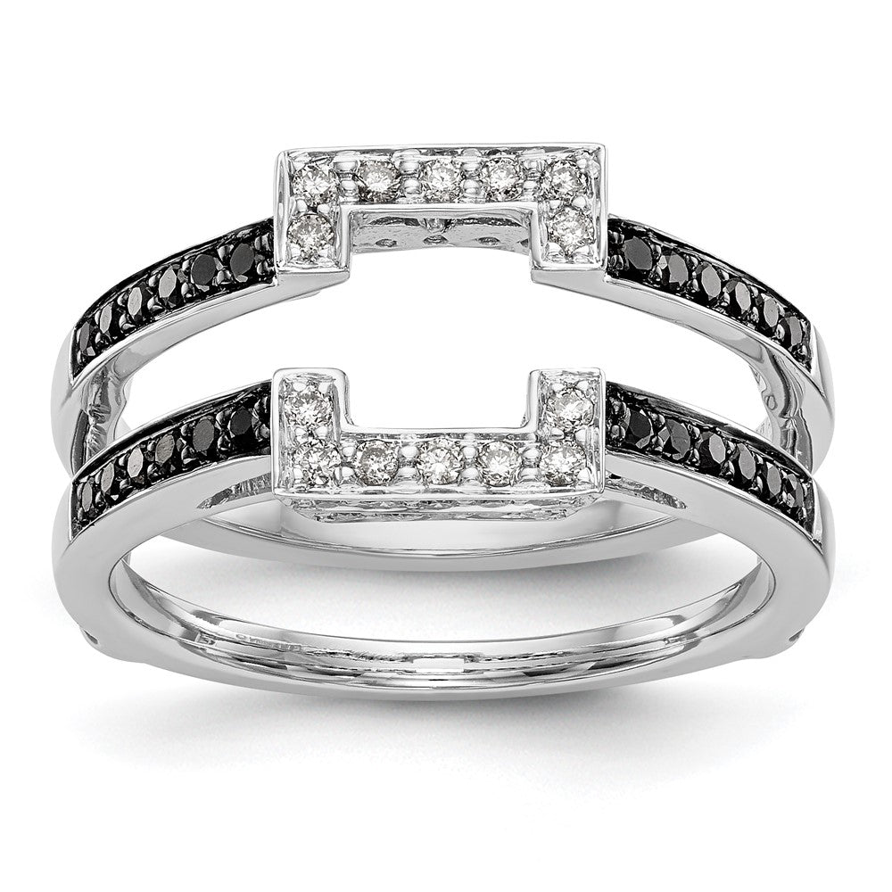 14K White Gold Black & White Real Diamond Guard